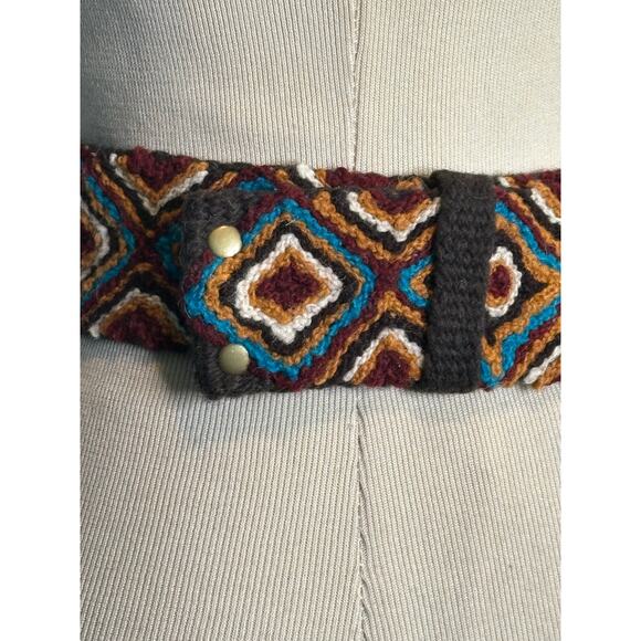 Pistil Designs Jolie  Brown Blue Wool Knit Boho Belt size Small main image 6
